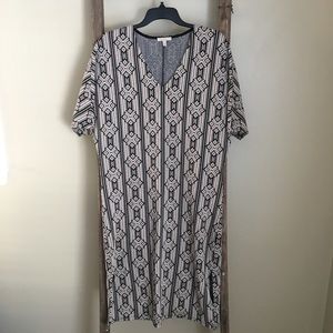 Anthropologie Bordeaux geometric printed dress